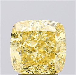 Picture of Lab Created Diamond 2.62 Carats, SQUARE CUSHION with  Cut, Fancy Intense Yellow Color, VS1 Clarity and Certified by IGI