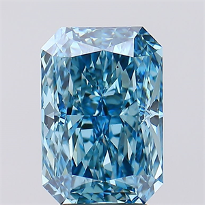 Picture of Lab Created Diamond 3.85 Carats, Radiant with  Cut, Fancy Vivid Blue Color, VS2 Clarity and Certified by IGI