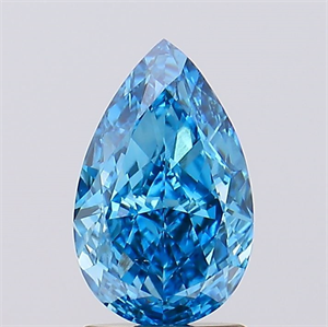 Picture of Lab Created Diamond 1.79 Carats, Pear with  Cut, Fancy Vivid Blue Color, VS1 Clarity and Certified by IGI