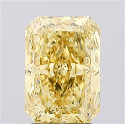 Picture of Lab Created Diamond 3.05 Carats, Radiant with  Cut, Fancy Vivid Yellow Color, VVS2 Clarity and Certified by IGI