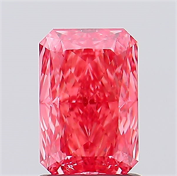 Picture of Lab Created Diamond 1.60 Carats, Radiant with  Cut, Fancy Vivid Pink Color, VVS2 Clarity and Certified by IGI