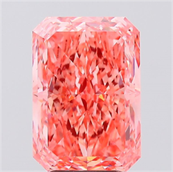 Picture of Lab Created Diamond 5.05 Carats, Radiant with  Cut, Fancy Vivid Pink Color, VVS2 Clarity and Certified by IGI