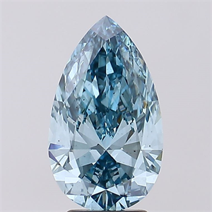 Picture of Lab Created Diamond 3.56 Carats, Pear with  Cut, Fancy Vivid Blue Color, VS2 Clarity and Certified by IGI