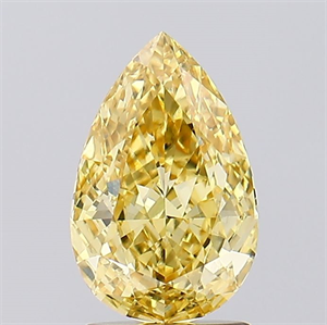 Picture of Lab Created Diamond 1.80 Carats, Pear with  Cut, Fancy Vivid Yellow Color, VS1 Clarity and Certified by IGI