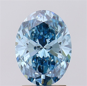 Picture of Lab Created Diamond 2.29 Carats, Oval with  Cut, Fancy Vivid Blue Color, VS2 Clarity and Certified by IGI