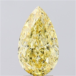 Picture of Lab Created Diamond 3.03 Carats, Pear with  Cut, Fancy Intense Yellow Color, VS1 Clarity and Certified by IGI