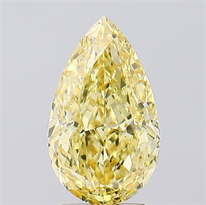 Picture of Lab Created Diamond 3.03 Carats, Pear with  Cut, Fancy Intense Yellow Color, VS1 Clarity and Certified by IGI