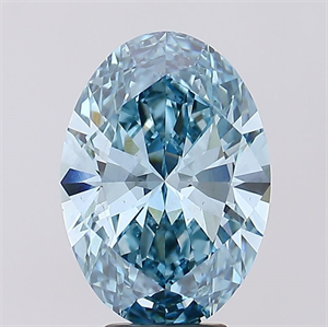 Picture of Lab Created Diamond 5.27 Carats, Oval with  Cut, Fancy Vivid Blue Color, VS1 Clarity and Certified by IGI