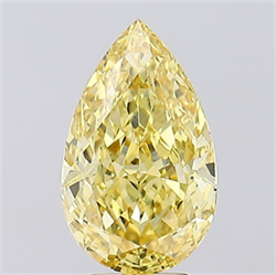 Picture of Lab Created Diamond 5.06 Carats, Pear with  Cut, Fancy Vivid Yellow Color, VS1 Clarity and Certified by IGI