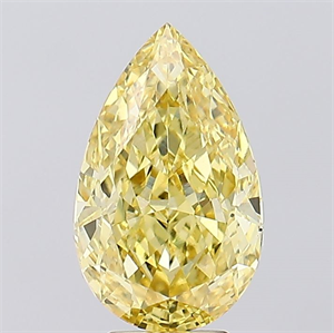 Picture of Lab Created Diamond 5.06 Carats, Pear with  Cut, Fancy Vivid Yellow Color, VS1 Clarity and Certified by IGI